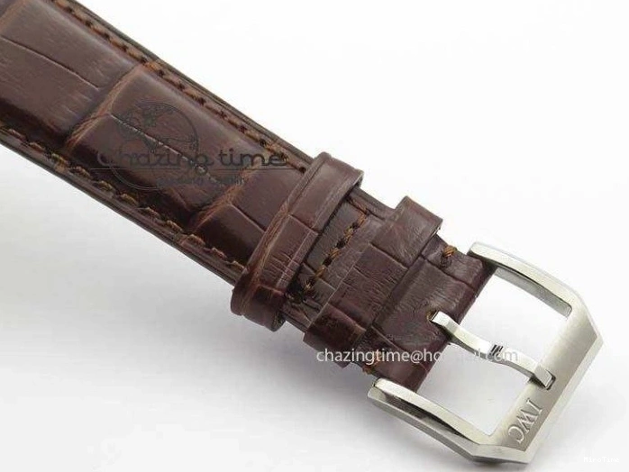 MIROTIME 0427 Sustainable Portuguese IW5444 SS White Dial RG Numbers On Brown Leather Strap A 7256